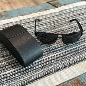 Prada Black Aviator Sunglasses Men Polarized SPR 61L + Box